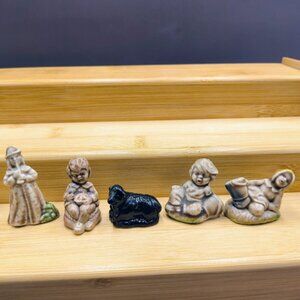 Vintage Wade Whimsies Red Rose Tea Figurines - Nursery Rhyme Lot - Black Sheep